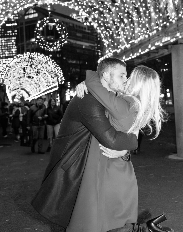 The YES day! Will sneakily proposed under the trellis covered in Christmas lights in Christopher Columbus Park. Phoebe was taken by surprise as she thought she was simply walking to a girls dinner with her best friends, but Will had another idea and popped out from behind a pillar and got on one knee. It was a moment full of love, smiles, happy tears, & excitement. It was even better to have an engagement celebration right after to share the special moment with our closest friends and family. 