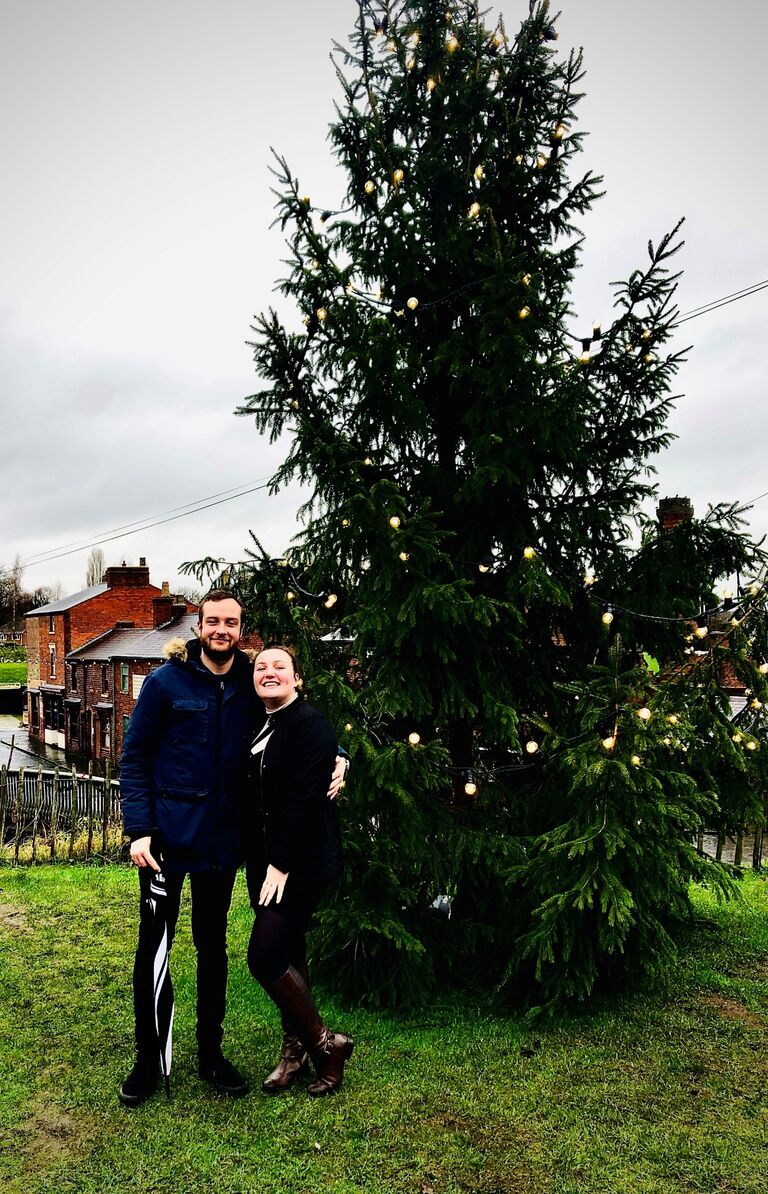 The Couples first Christmas. 
In a world turned upside down by COVID the usual Morris-Asquith Christmas was cancelled. Amelia and Nathan spent the mornings with their families and Nathan joined the Asquiths on the evening, not realising what he was coming over to.
The change of plans on the day resulted in the Asquith-Morris clan heading to Baggeridge to see Grandad Biscuits tree, it was a clear Christmas morning and the walk down with two full back packs of alcohol were far too heavy for the walk back, luckily on their return they were empty and Nathan came to the Asquiths that night to a rather drunk Amelia and the usual Christmas games held over Zoom.