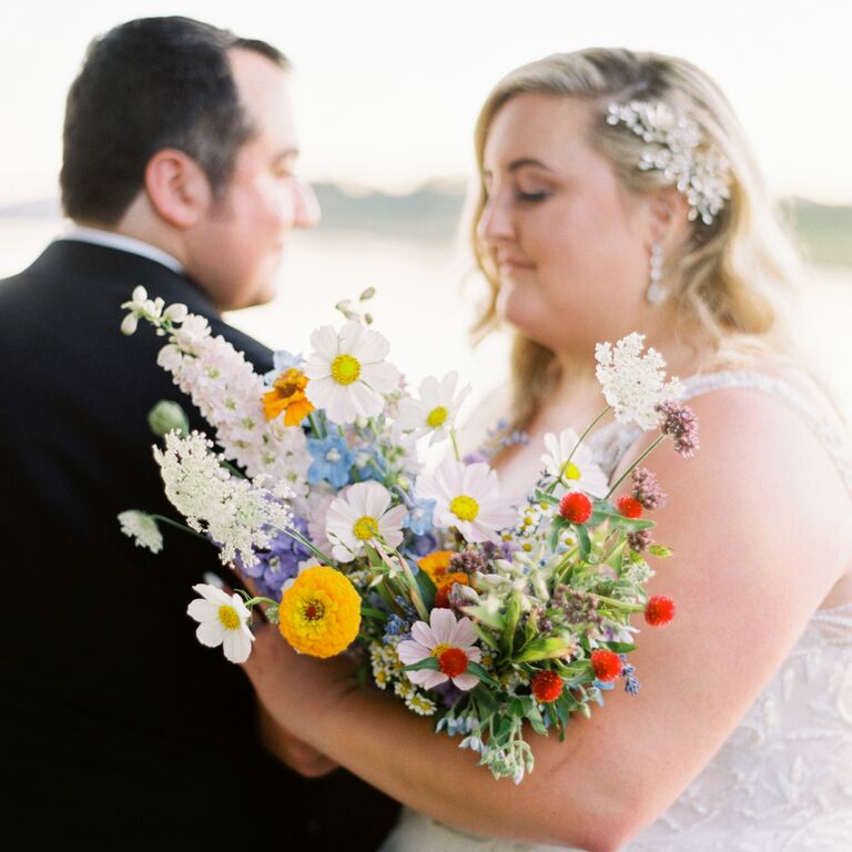 Multicolored wildflower bouquet for a boho wedding