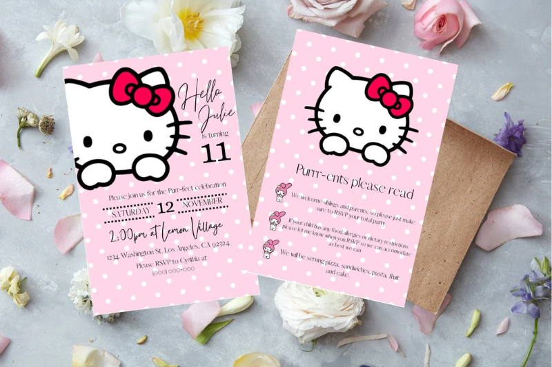 Hello Kitty party idea: Hello Kitty invitations