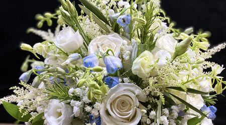Modern All White Funeral Wreath in Cincinnati OH - Benken Florist Home and  Garden