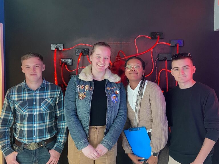 We met through our friends Leela and Russell on a blind date. Together, we completed an escape room, went to dinner, and even got ice cream. Afterward, we decided to go on a date just the two of us the following week.