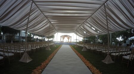 Tent Draping & White String Globe Lights - Valley Tent & Party Rentals