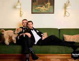 Brendan Brown and husband David Vrbecky wedding photo