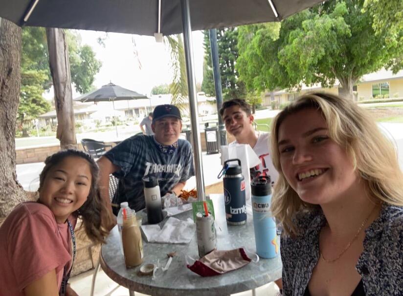 The day we first met in person - on our first day of college! We had some mutual friends and all got lunch together.