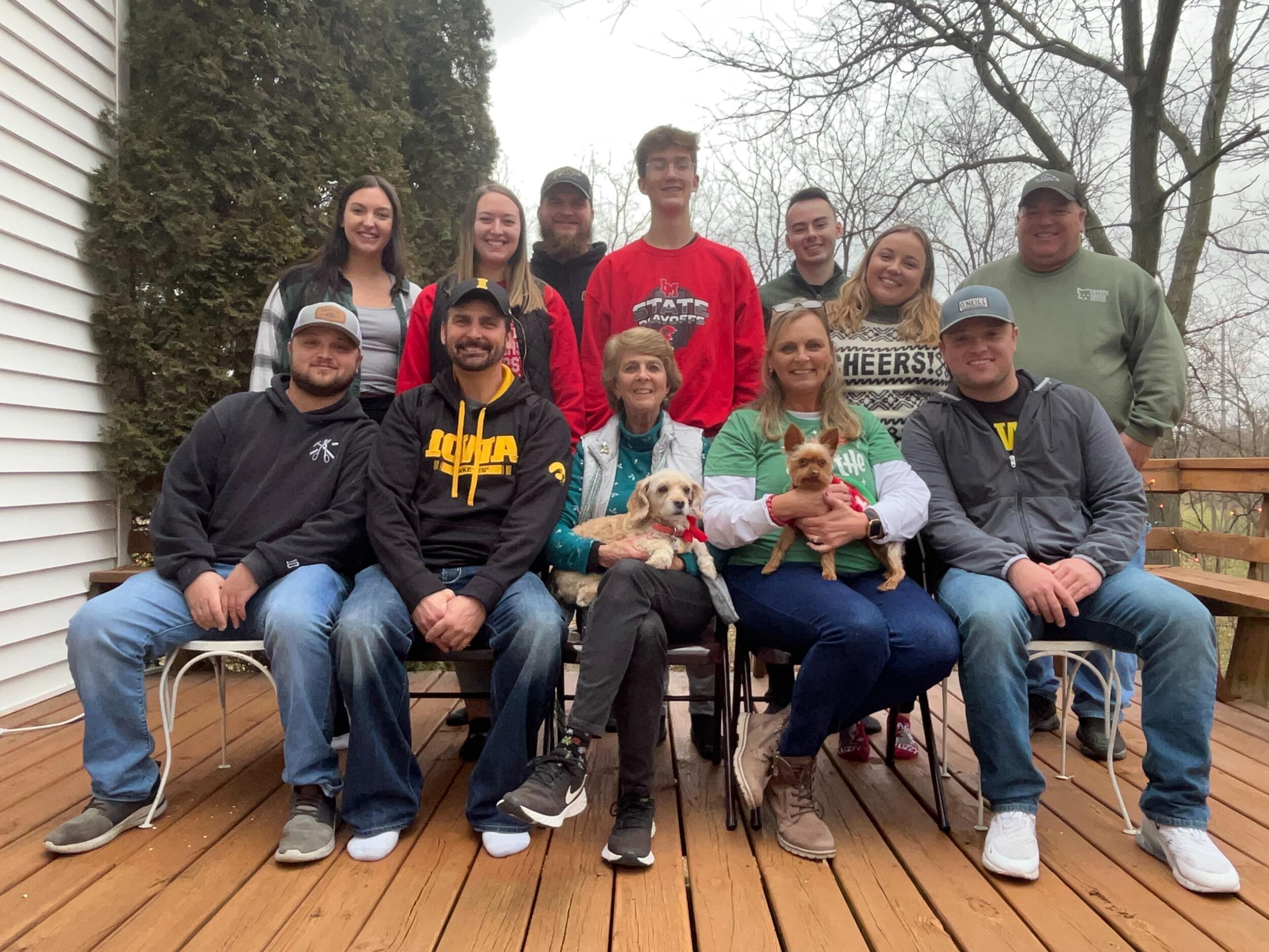 Jon and Maddie travel to Iowa often to visit Maddie's side of the family. Here is a photo of the Greenwaldt family - Maddie's Moms side.