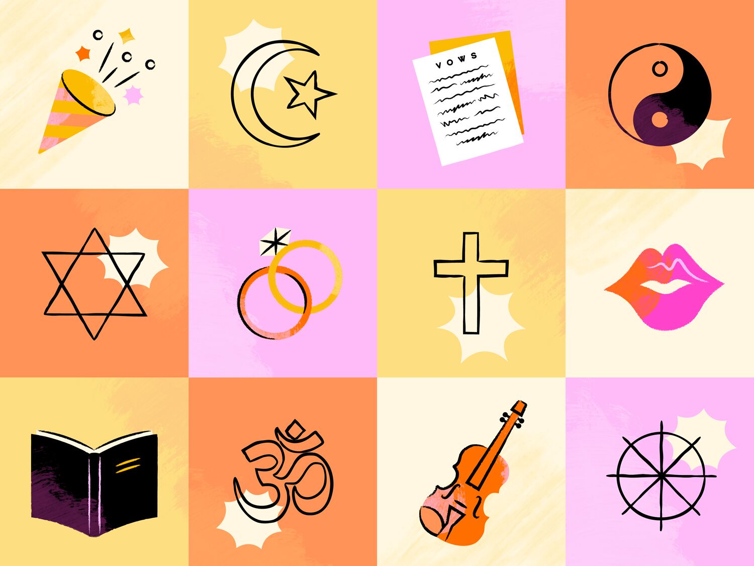 Couple participating in wedding ceremony order.