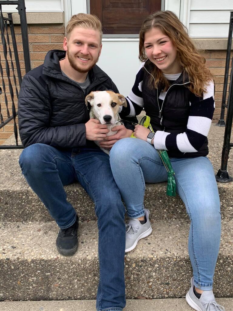 In April of 2021, Brandon and Caitlin added one more to their family and adopted Oliver aka "Ollie" from JR's Pups and Stuff Rescue. 
