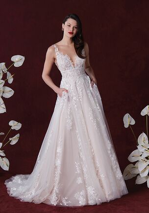 Illusion Sabrina Neckline A-Line Dress with Beaded Cummerbund