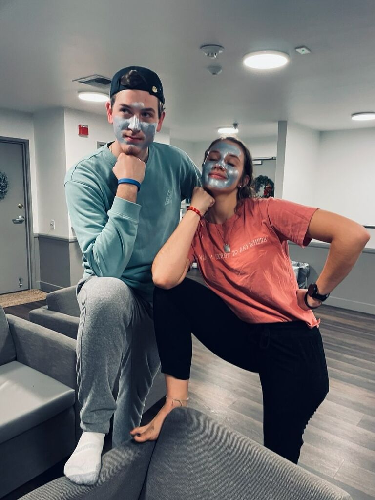 What do we do when we get back from spring break? Facemasks and watch a girly movie.