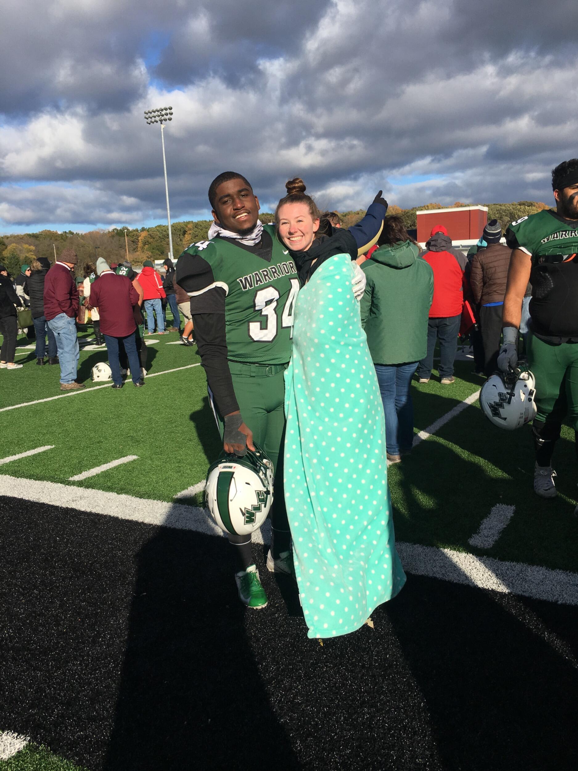 One of the many cold sports outings! We spent lots of time supporting each other bundled up in freezing temps, but it was all worth it to see your favorite player on the field!