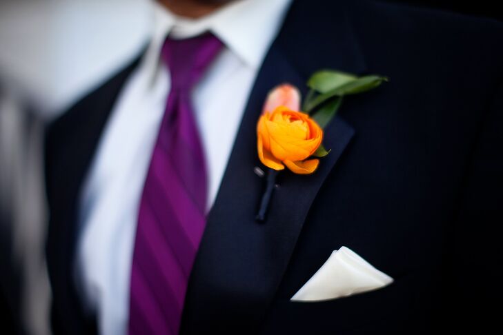 Orange Ranunculus Boutonniere 