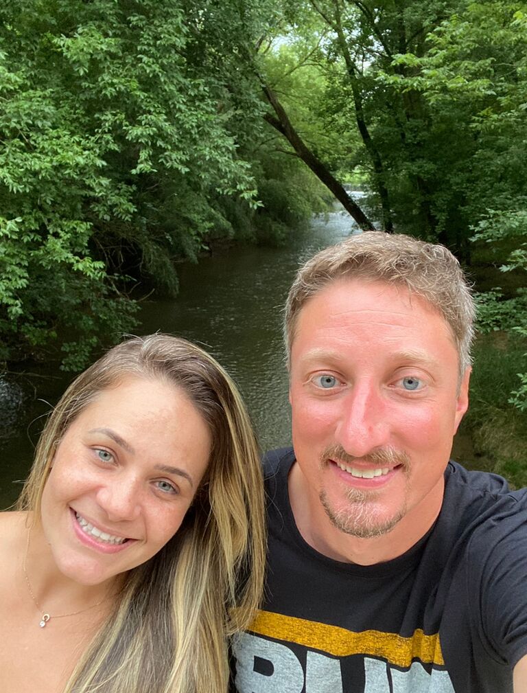 We made the relationship "official" on the bridge below our home in Lancaster, PA.
