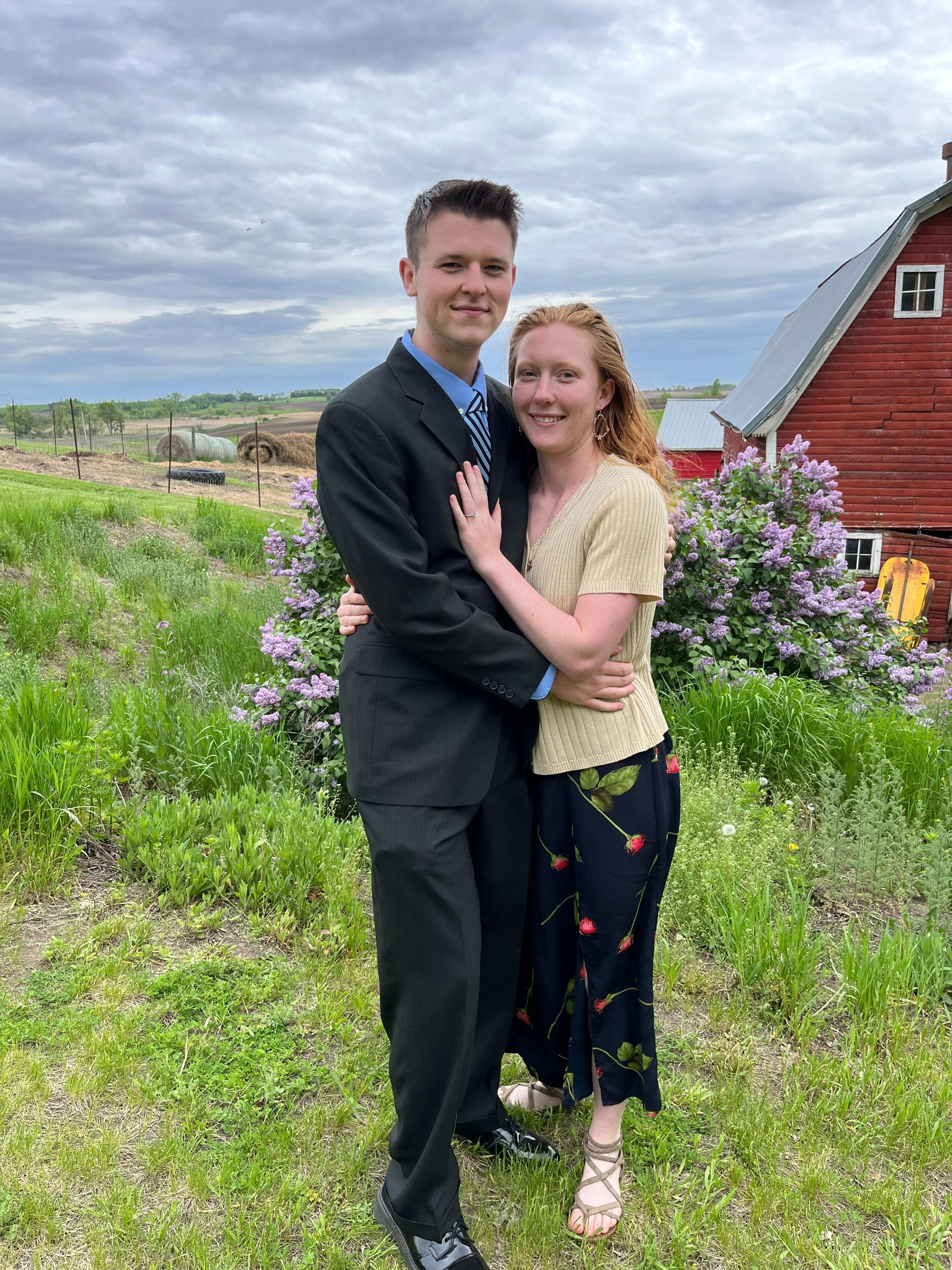 Mere minutes after Benjamin proposed to Lydia on his family's farm near Alexandria, MN. Pentecost Sunday 2024.