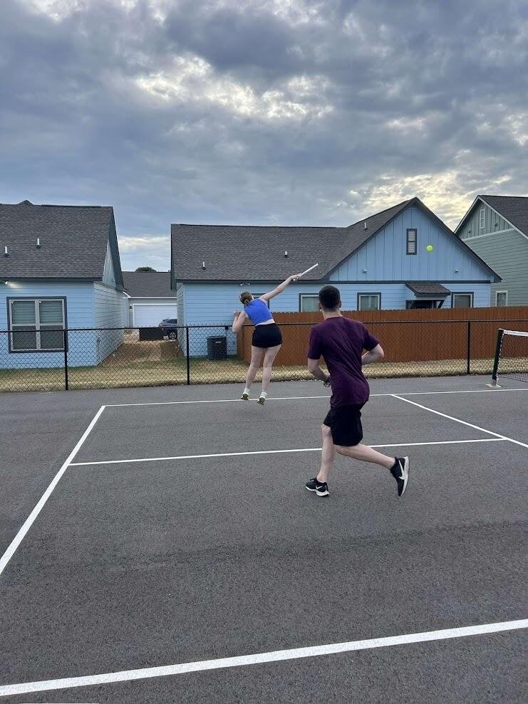 Our first time playing pickleball and being on the same sports team!