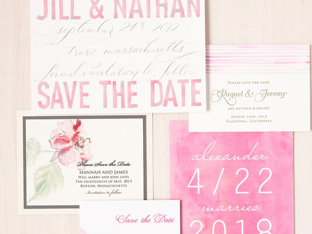 Blush watercolor invitation suite