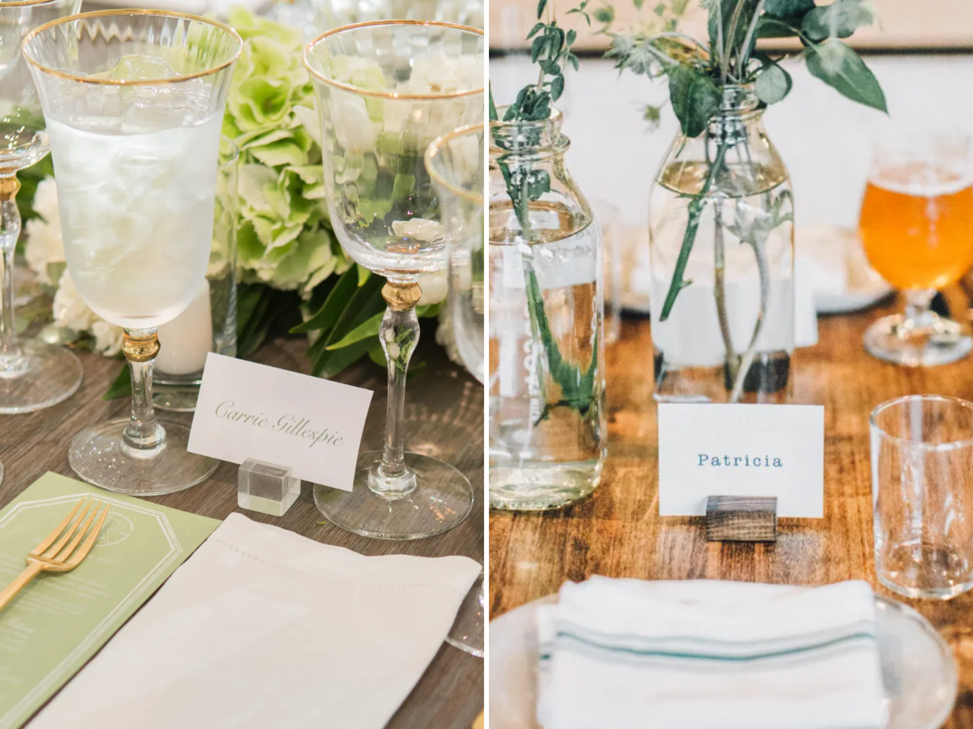 Place card holder ideas for wedding and bridal shower