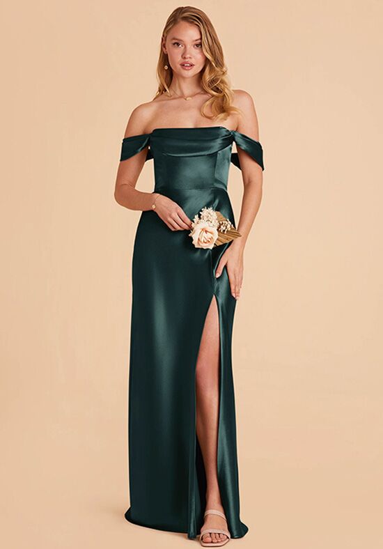 Birdy Grey Mia Shiny Satin Dress in Emerald Bridesmaid Dress | The Knot