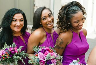 Three bridesmaids with different hairstyles