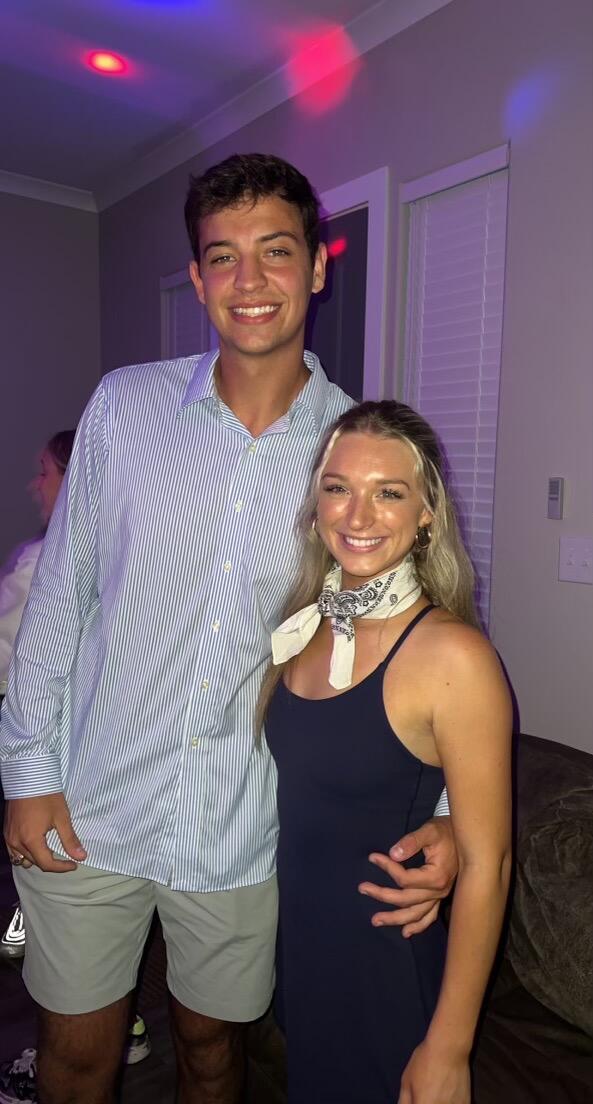 This was our first college date party soon after we met! We were lucky to have met when we were both still at A&M so we could be close to each other and go to lots of fun events! We were introduced by mutual friends Alyssa Muceus and Connor Castans (who are also now engaged)! 

We clicked instantly and couldn’t stay away from each other. We quickly became friends with each other‘s friends and started talking about how we wanted to spend our lives together! 