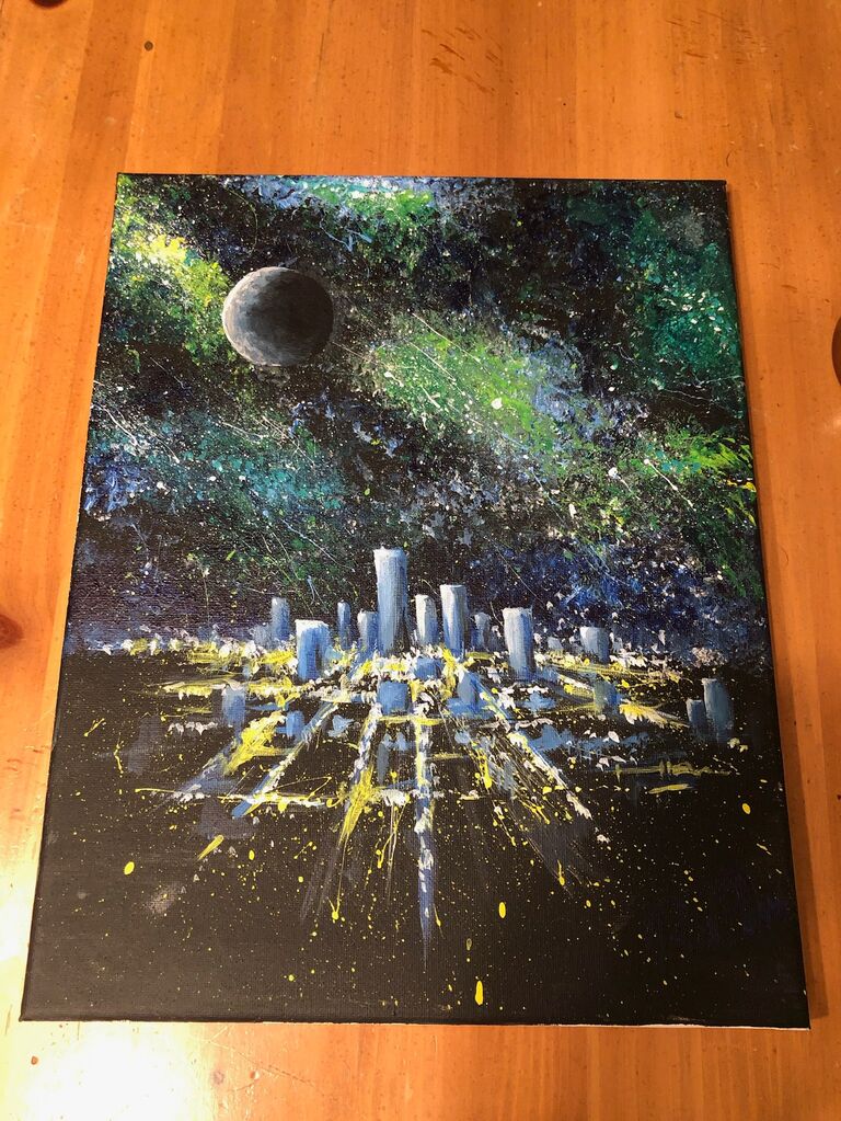 Rachel's painting from our first double date (clearly the better artist).