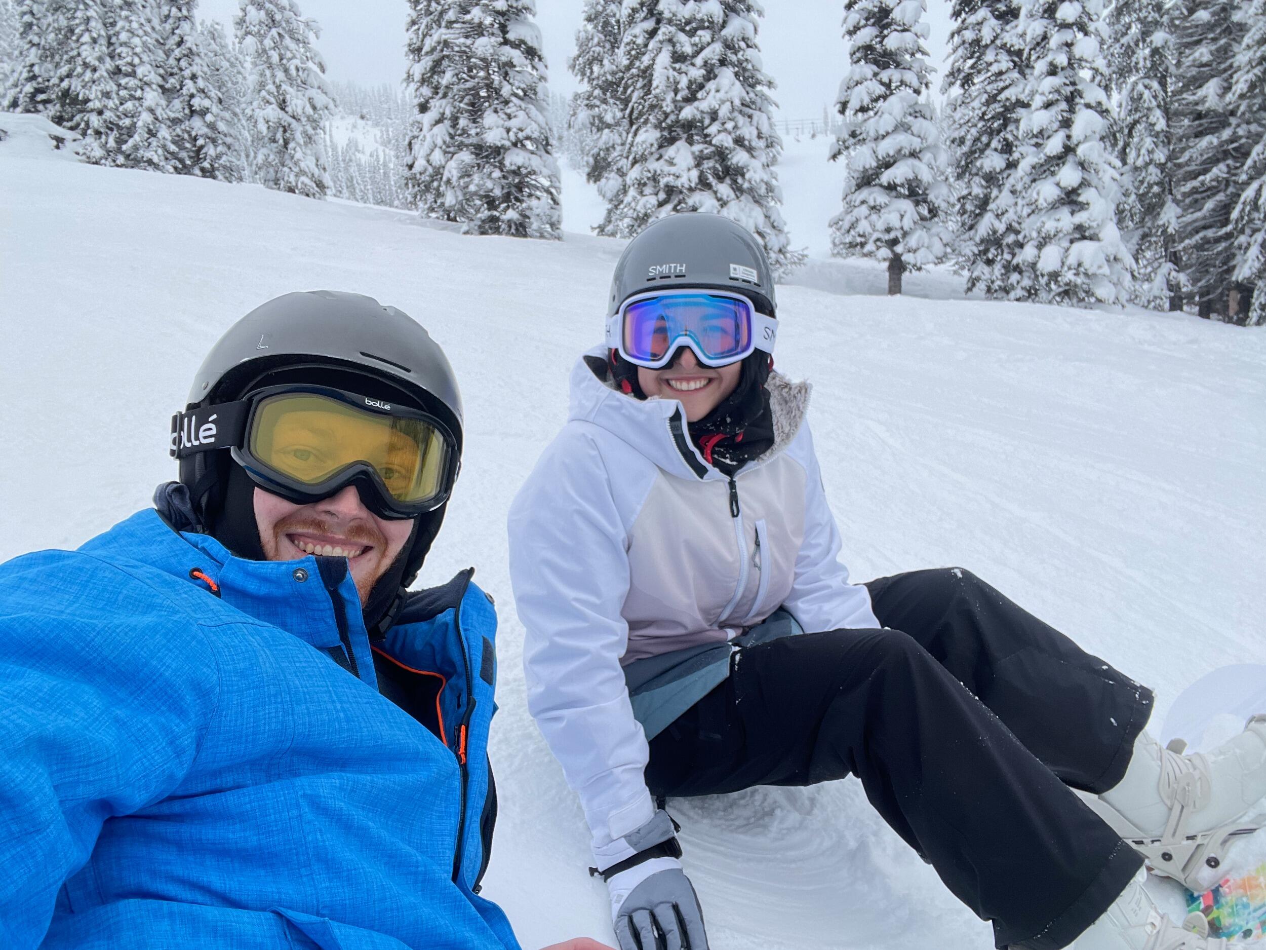 First time skiing together (guess who was faster and guess who bruised their tailbone)