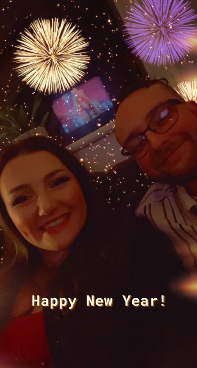 The couple spent their third New Years with friends once again singing in the New Year to Aerosmith.
