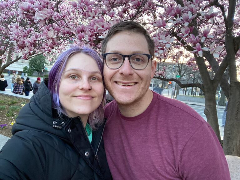 Cherry blossoms in Washington, DC, visiting Cassidy's mentor