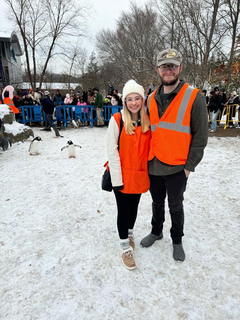 On Katie's 25th birthday, Matt took her to the Pittsburgh Zoo to be a Grand Marshal in the Penguin Parade. This was a very fun and special moment because penguins have always been Katie's favorite animal!