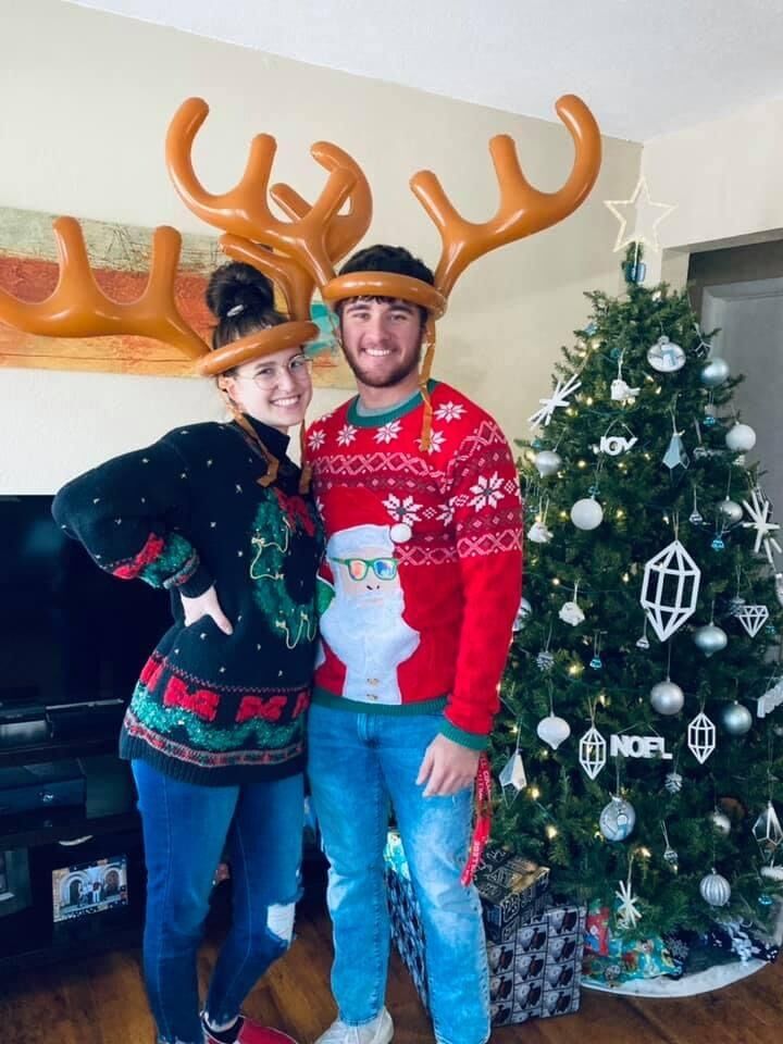 Kylie and Timothy's first Christmas together 