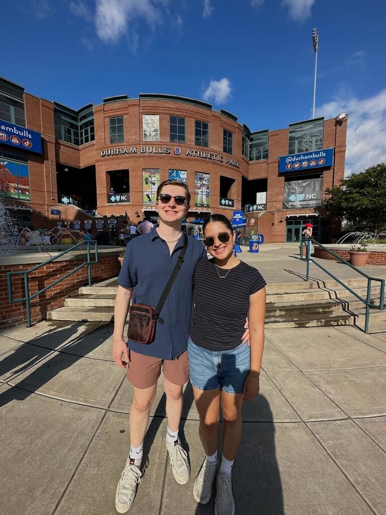 JT and Lucy at a Durham Bulls Baseball Game in Durham, NC. 