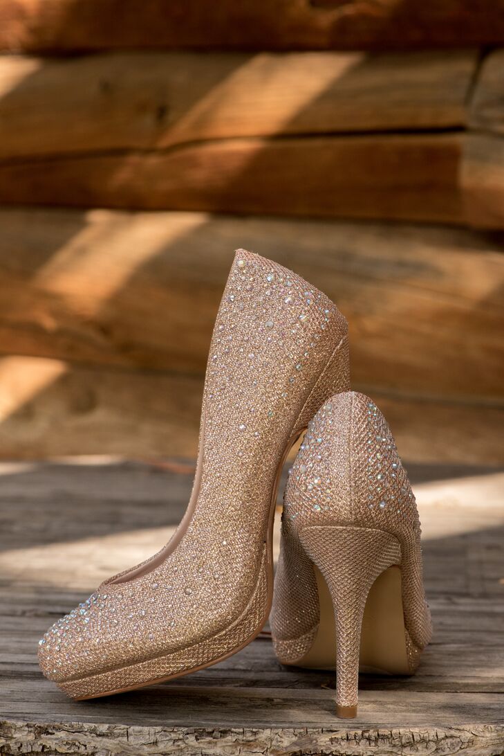 champagne sparkly heels