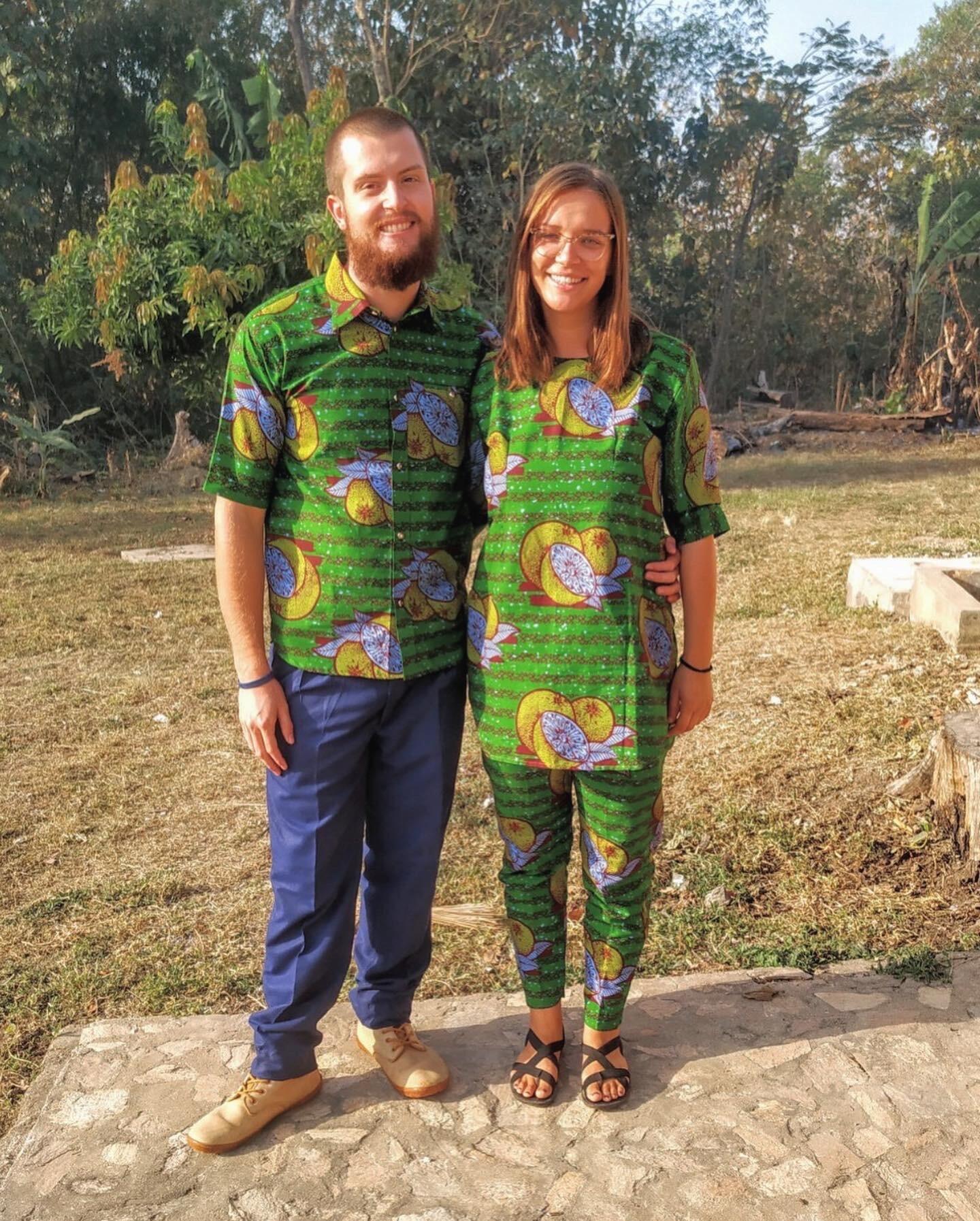 Showed off our matching outfits at a Peace Corps training.
