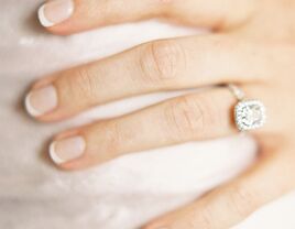 Classic bridal french manicure with rounded square shape