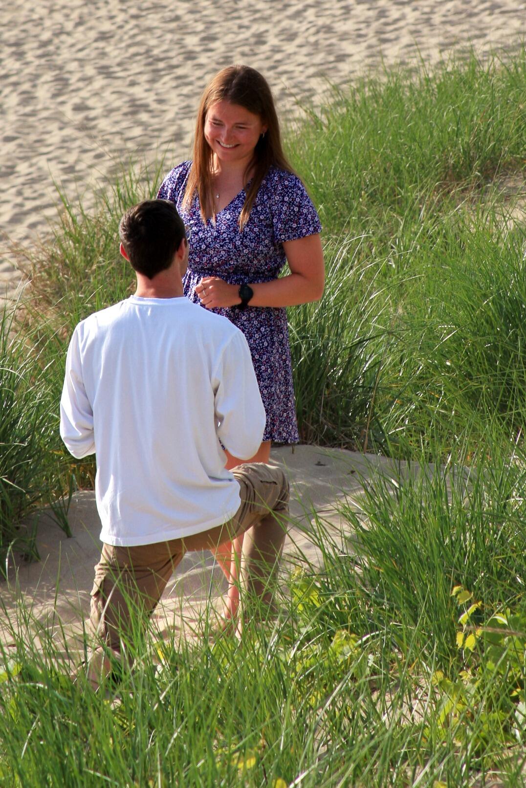 Proposed next to Lake Michigan, our favorite place together. 