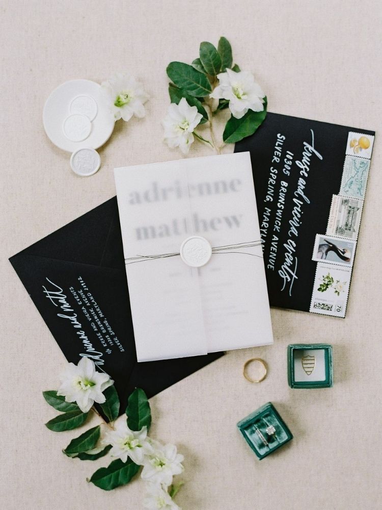 modern black-and-white wedding invitation