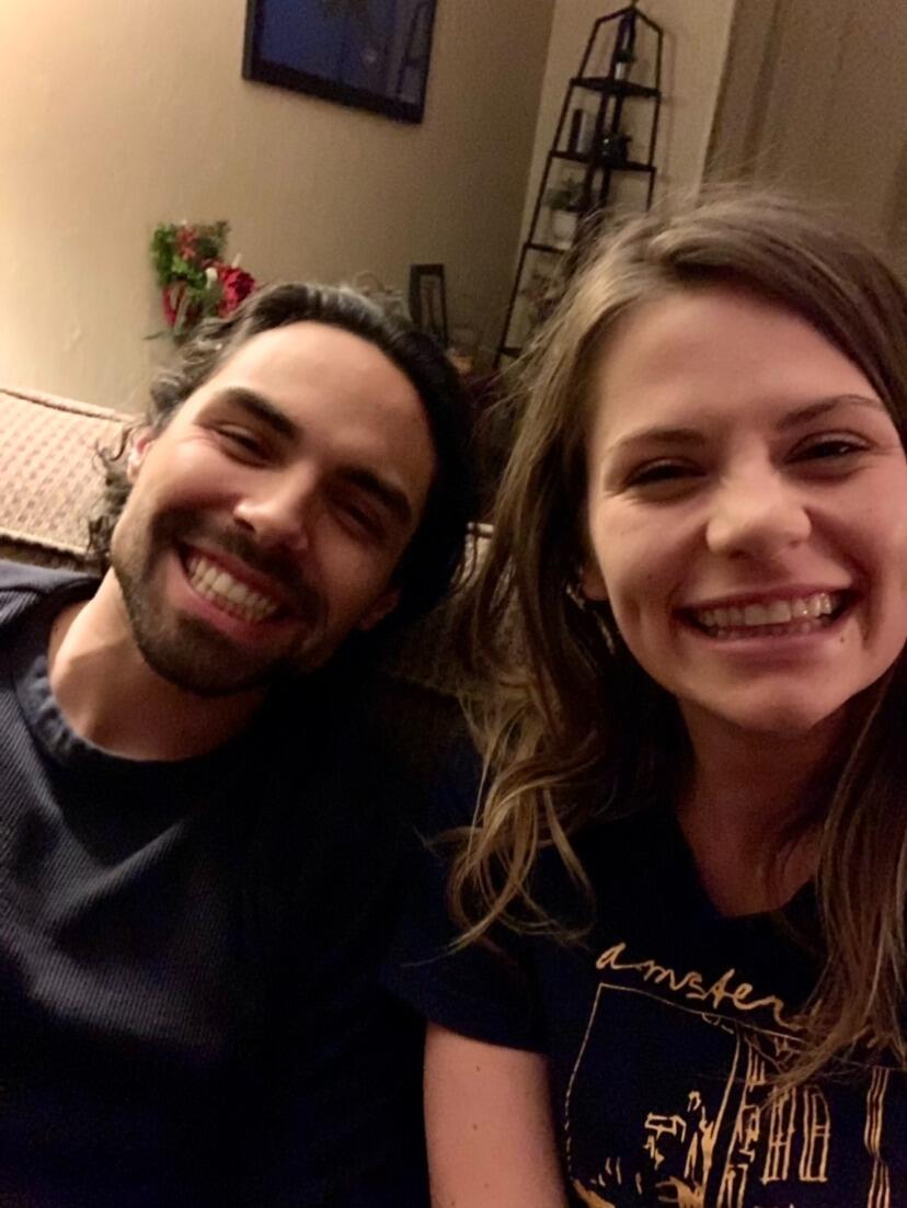 "Teaching" Caleb how to take a selfie the night before he moved to Michigan. 