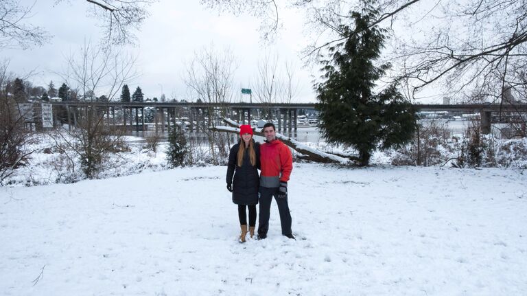We experienced our first snow storm in Seattle together.  It's unusual for Seattle to get snow!