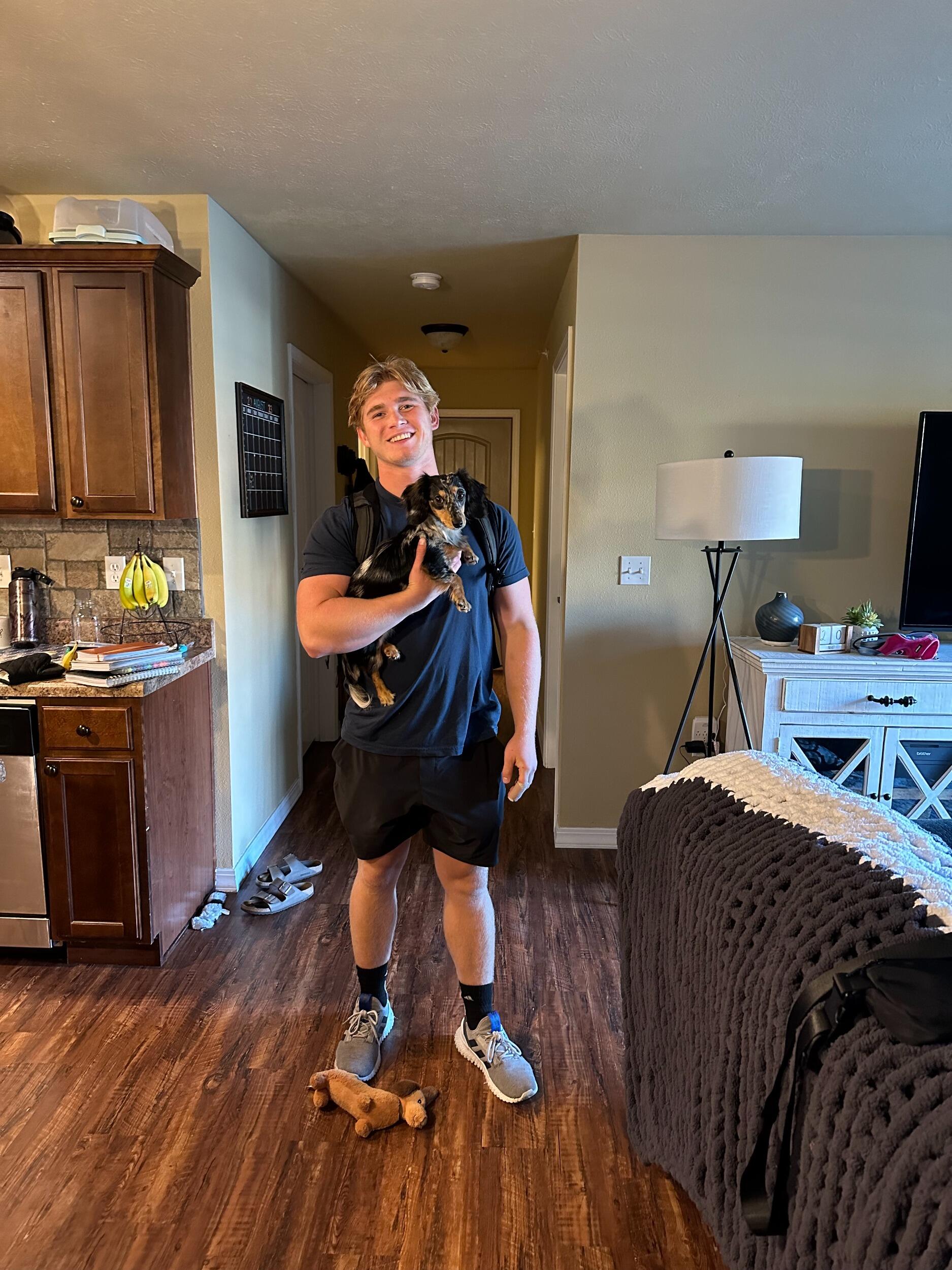 Trenton's first day of junior year in college