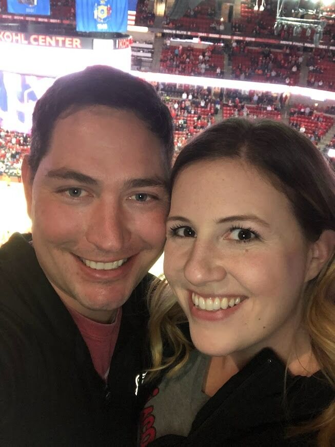 We met for the first time December 30, 2018.
One of our first dates and our first picture together. We went to a Badger basketball game