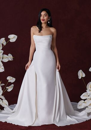 Strapless Fit and Flare Wedding Dress with Draping Across Bodice