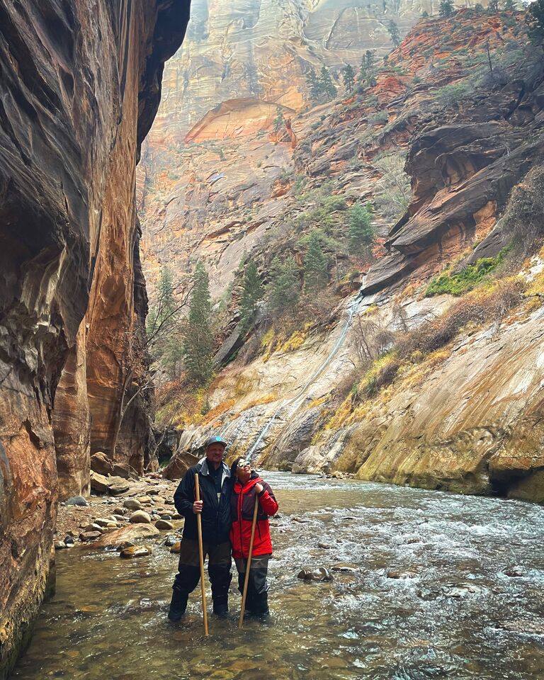 We hiked through the narrows at Zion National Park. Stunning views and a quite challenging hike. 