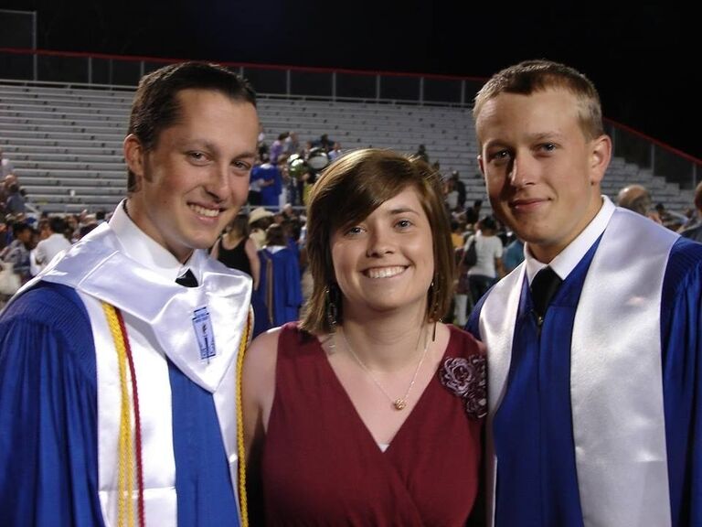 Clayton graduates high school.  That's Claytons best friend, Dalton, in the picture. 