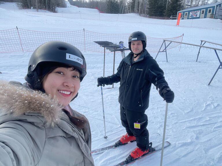 First skiing