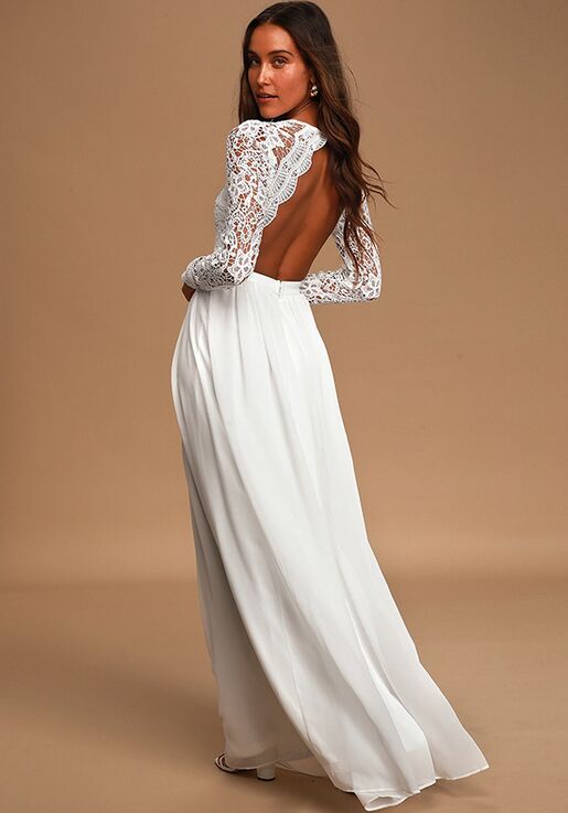 White Long Sleeve Lace Maxi Dress