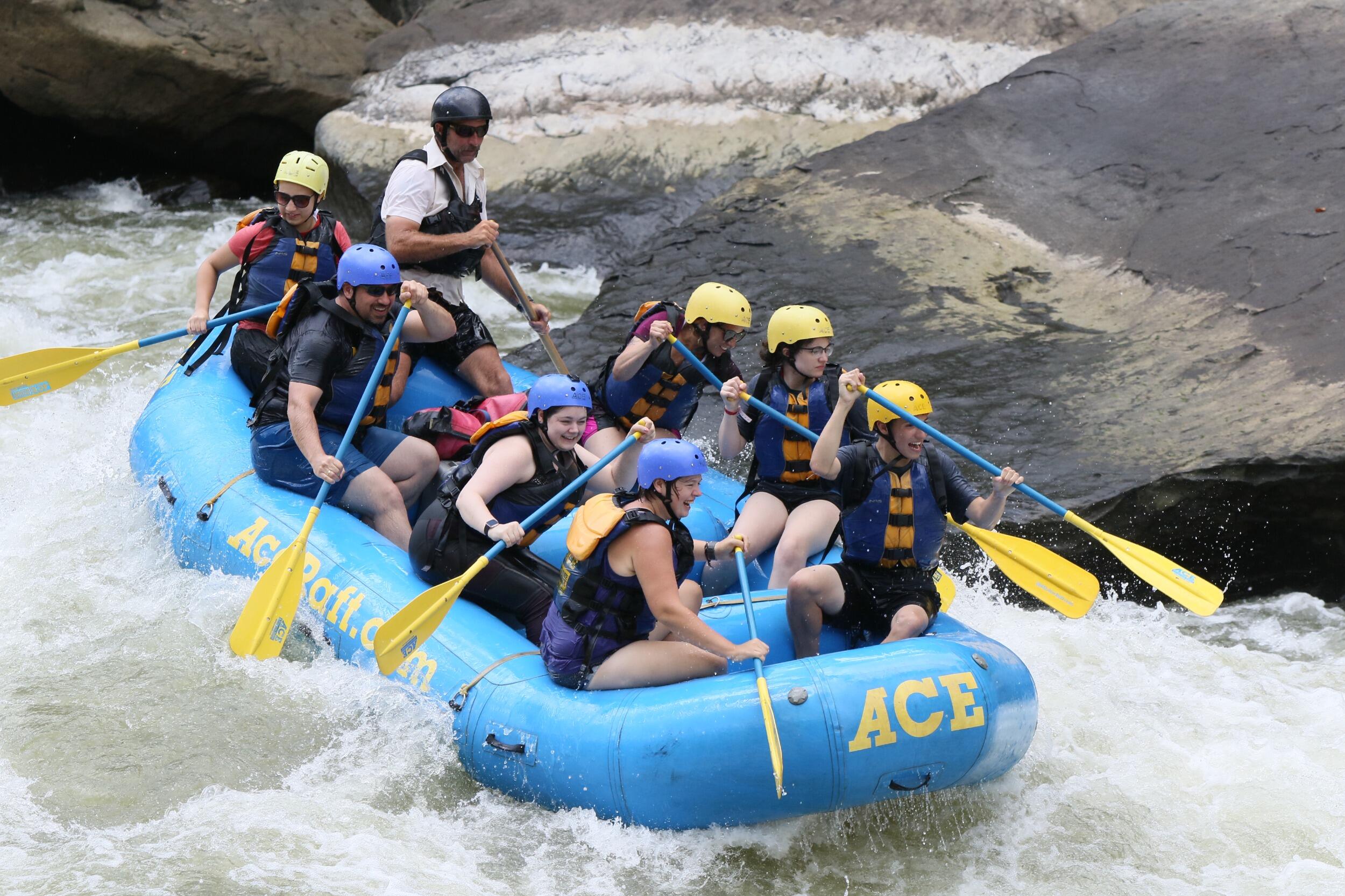 Pack up, clean, and move out of cabins by noon. 
8-10:30 AM breakfast at the Camp Lodge 

9:30 AM- Optional White Water Rafting Trip 
White Water Adventurers- 6 Negley St, Ohiopyle, PA 15470  Attire-Recreational Cost- $50
