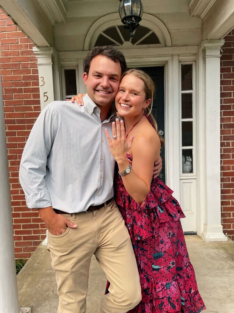 ENGAGED in Auburn, AL in front of the house Kate lived in senior year of college!