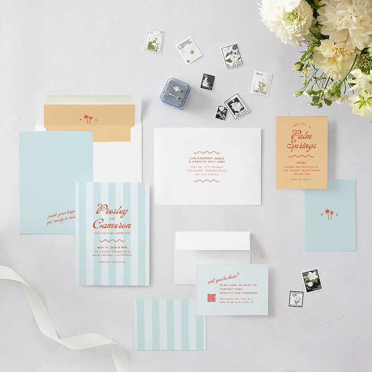 Cabana inspired wedding invitations