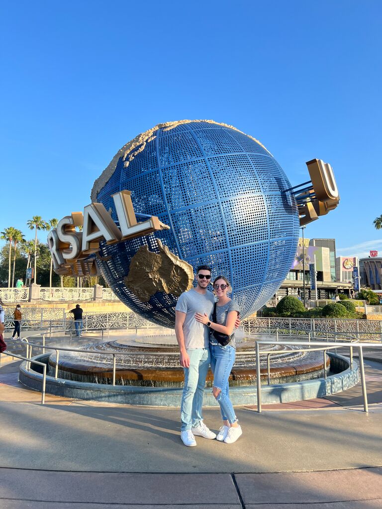 Newly engaged enjoying Universal Studios together!