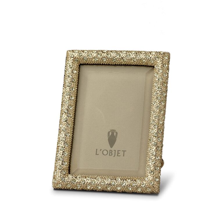 L'Objet gold textured frame with Swarovski crystals